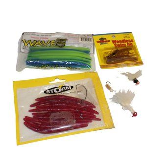 Fisherman's Lot - Misc Fishing Worms and Vtg Lures